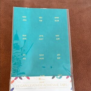 Vegan Leather Adhesive Tabs - Teal with Gold Month Labels
